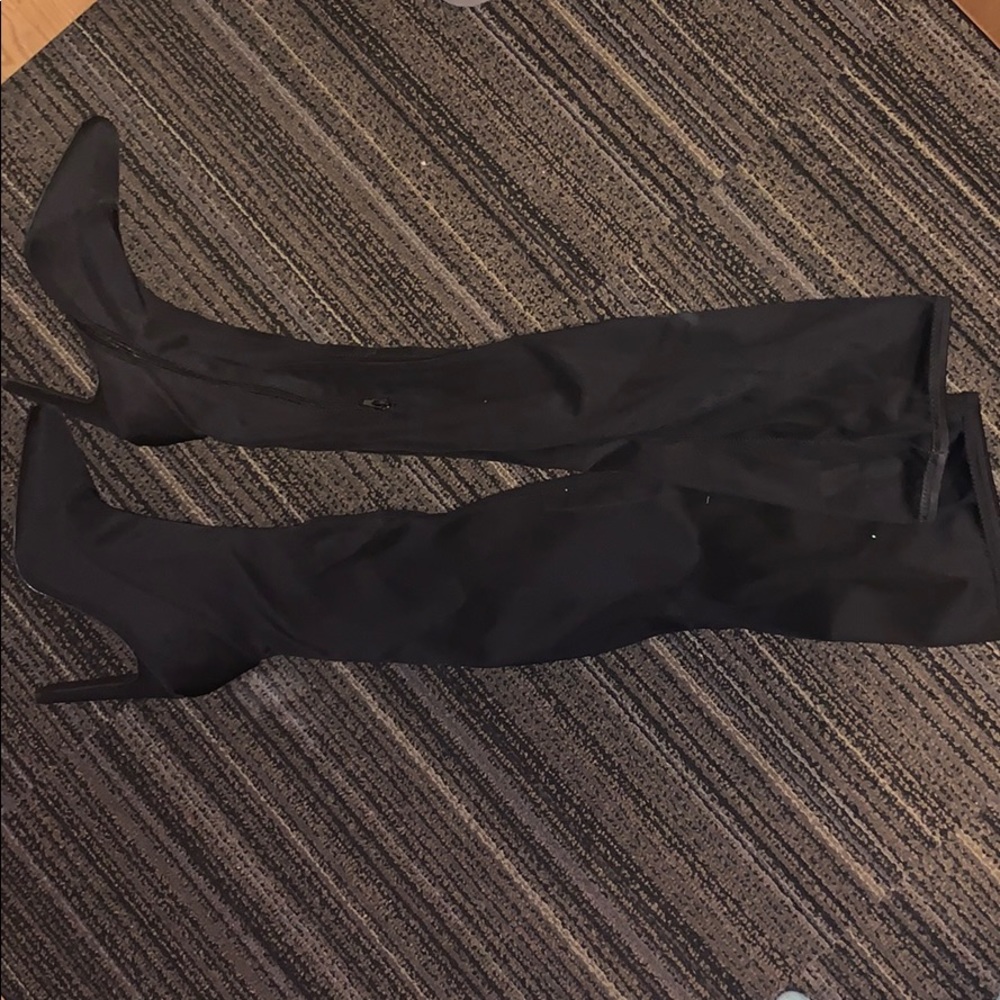 Black thigh high heel boots
